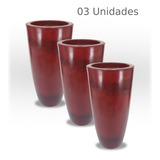 3 Vasos Decorativos Polietileno Cônico Bojo Marmorizado 10