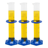 3 X Proveta Vidro Graduada 50ml Com Base Poli Polipropileno