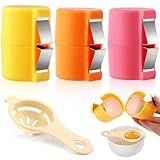 3 Abridores De Casca De Ovo Com 1 Separador De Gema De Ovo Ferramentas Portáteis Para Abrir Cascas Quebrador De Ovo Portátil Para Cozinhar E Assar Cor Rosa Amarelo Laranja 