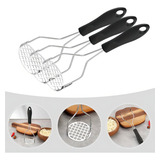 3 Amassador De Batata Legumes Feijão Aço Inox Cabo Reforçado