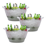 3 Balde De Gelo Acrílico Champanheira 18l Bebidas Cerveja