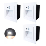 3 Balizador Led Parede Sensor Presença Embutido Branco Lup73