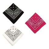 3 Bandanas Cores Preta Branca E Rosa Lenço Feminino Masculin