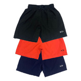 3 Bermuda Shorts Tactel Infantil Elástano Praia Piscina Lisa