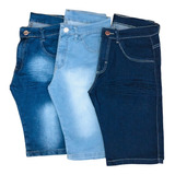 3 Bermudas Masculina Jeans Slim Com Lycra