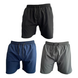 3 Bermudas Masculina Shorts Liso Treino Academia Tecido Leve