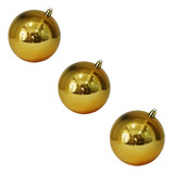 3 Bolas De Natal Douradas 8cm Enfeite Para Árvore De Natal