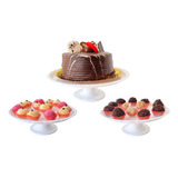 3 Boleira Porta Doces Suporte De Bolo 26 E 21 Cm Kit