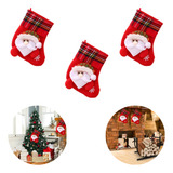 3 Bota De Natal 16x12cm Meia Boneco Enfeites Árvore Pendurar