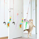 3 Brinquedo Gato Porta Suspenso Pendurar Na Porta Elástico Cor Kit 03 Unidades Sortidas