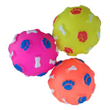 3 Brinquedo Pet Com Apito Shitzu York Pinscher Lhasa Poodle Cor Colorida Desenho Bola
