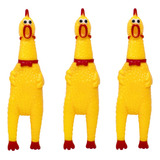 3 Brinquedos Pet Mordedor Frango Galinha De Borracha 30 Cm