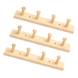 3 Cabideiro De Madeira Fixo Pinus Porta Roupas Parede Closet