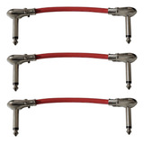 3 Cabos 15cm P10 P10 Cabo Guitarra Pedal Pedais Angulado 3pp