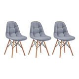 3 Cadeiras Charles Eames Eiffel Estofada Sala Cozinha Jantar