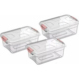 3 Caixas Organizadora Multiuso Transparente C tampa 3 Litro