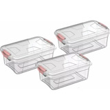 3 Caixas Organizadora Multiuso Transparente C