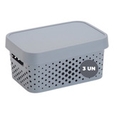 3 Caixas Organizadoras Pequena De Plastico Rattan 4 5 Litros Cor Cinza