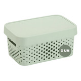 3 Caixas Organizadoras Pequena De Plastico Rattan 4 5 Litros Cor Verde
