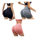 3 Calças Curto Levanta Bumbum Feminino Push Up Academia Yoga