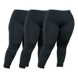 3 Calças Legging Plus Size Academia Suplex Costura Reforçada