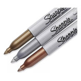 3 Canetas Permanentes Sharpie Cores Metálicas Dourada Prata