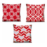 3 Capas De Almofadas Vermelho E Branco Tam 42x42