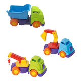 3 Carrinhos Caminhão Brinquedo Articulado Para Menino 2 Anos Cor Guincho Personagem Mercotruck