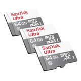 3 Cartão Memoria Micro Sd 64gb Sandisk Original Lacrado C nf