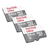 3 Cartão Memoria Micro Sd 64gb Sandisk Original Lacrado C nf