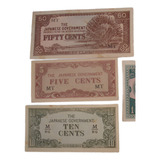 3 Cédulas Da Filipinas 50 10 5 Centavos 1941 2 Guerra Fe