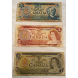 3 Cedulas Do Canada Dos Anos 1970 1 2 E 5 Dolares