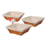 3 Cestas Porta Pão Forro Decoração Mesa Bolo Fruta Multiuso