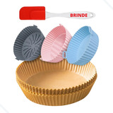 3 Cesto Forma De Silicone 150 Papel Descartável Air Fryer