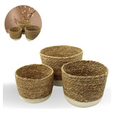 3 Cestos Organizador Rusticos Decoração Sala Quarto Banheiro