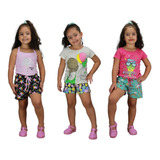 3 Conjunto Feminino Infantil Verão 1 2 3 4 6 8 Anos Oferta