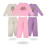 3 Conjunto Infantil Inverno Plush Bebe Feminino Juvenil Frio