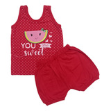 3 Conjuntos Camiseta Shorts Bebê Infantil Verão Menina