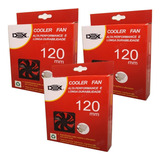 3 Cooler Fan Preto 120x120x25 12cm Gabinete Ventoinha Dx 12c