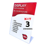 3 Display Expositor Suporte A5 L 15x21 Acrílico ps 