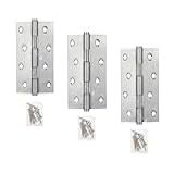 3 Dobradiça Para Porta De Madeira Inox Com Rolamento Anti Ruido Com Encaixe Kit 1 Porta