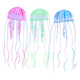 3 Enfeites Aquário Água Viva Verde Azul E Rosa Decoração