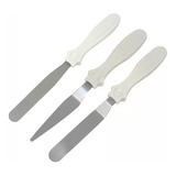 3 Espátulas Em Inox Para Bolos Decorados Confeitaria