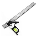 3 Esquadro Combinado Régua Inox 12 300mm E Nível