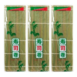 3 Esteira Bambu Sudarê Quadrada Sushi Mat 24x24 Tetsu
