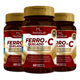 3 Ferro Mais Vitamina C Quelado Com 60 Cápsulas Cada Sabor Neutro
