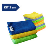 3 Flanelas Colorida Microfibra Premium Não Risca 30x30