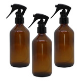 3 Frascos Vidro Âmbar 250ml Válvula Gatilho Spray Borrifador