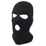3 Furos Gorro Máscara De Esqui Quente Tricô Térmico Duplo Masculino E Feminino Preto Large