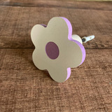 3 Ganchos De Parede De Flor Mdf 6mm Borda Colorida Cor Lilás